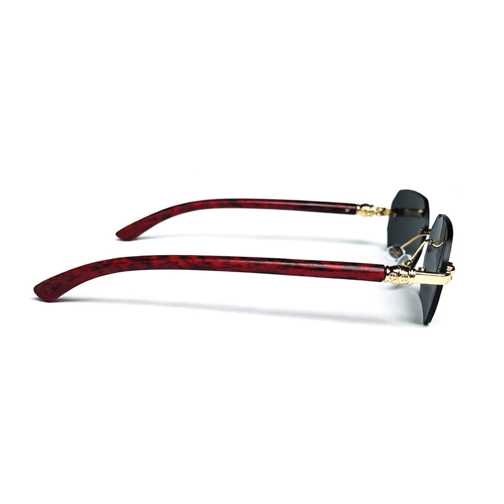 Vintage Faux Wood Frame Headband Rimless, Edgeless Sunglasses