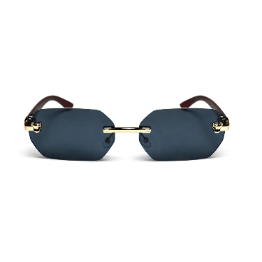 Vintage Faux Wood Frame Headband Rimless, Edgeless Sunglasses