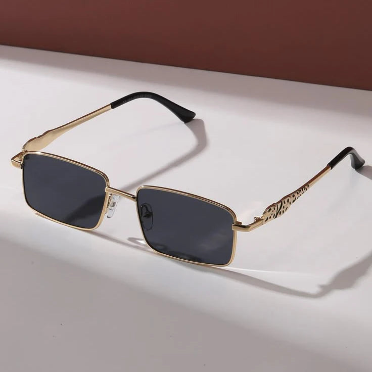 Textured Metal Square Frame Fashion Glasses