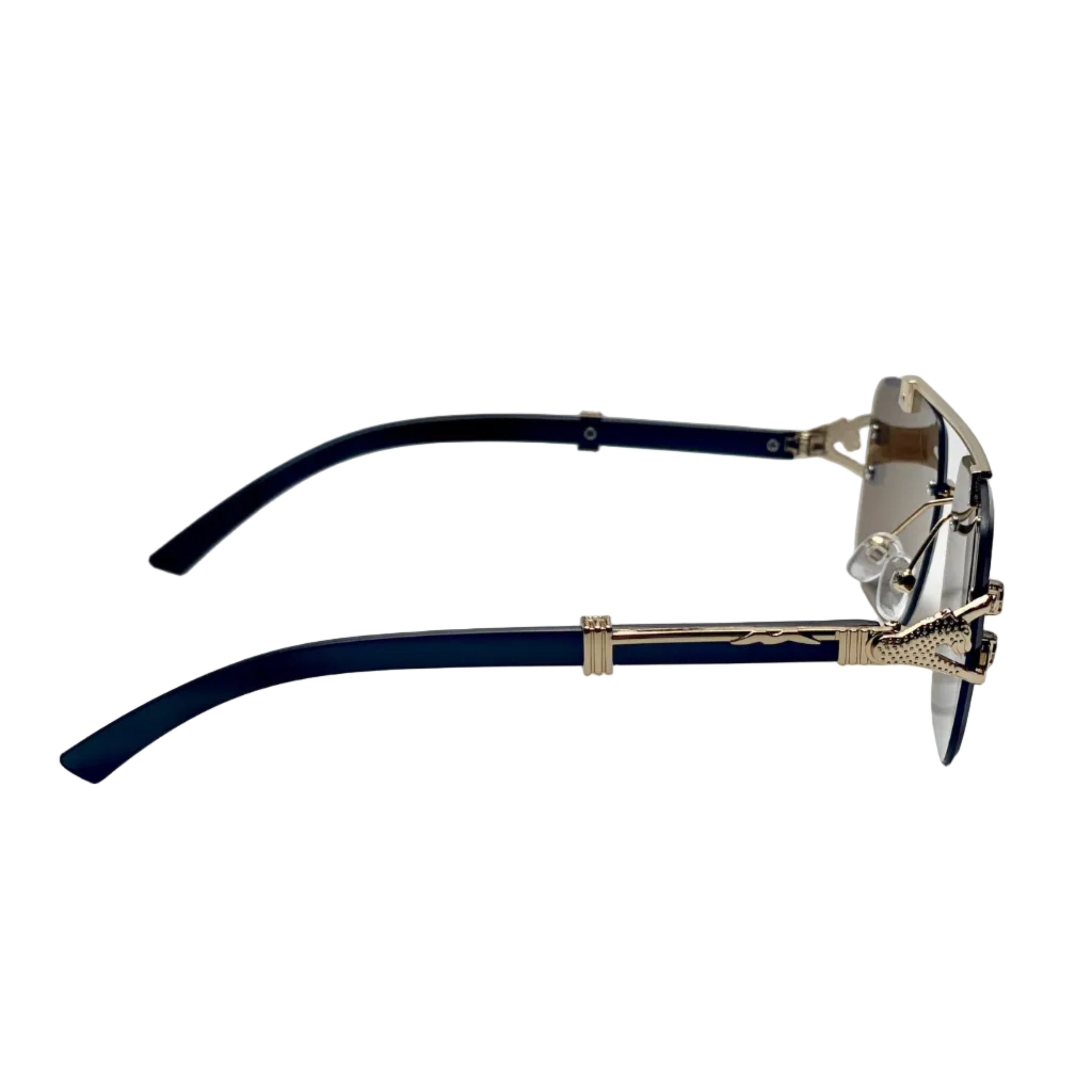 Men's Metal Square Frameless Double Bar Vintage High-Quality Brown