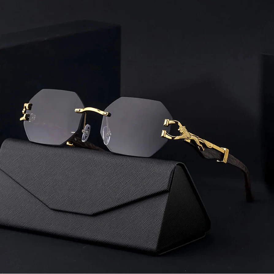 Men's Vintage Fashion Glasses with -Glare & Wood Grain Frame