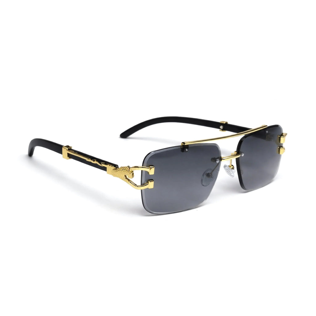 Men's Metal Square Frameless Double Bar Vintage High-Quality