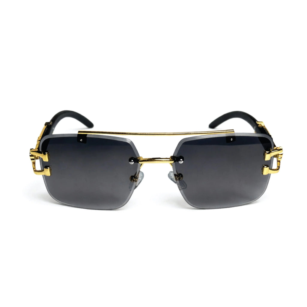 Men's Metal Square Frameless Double Bar Vintage High-Quality