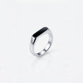 Lost Souls black resin signet ring in stainless steel