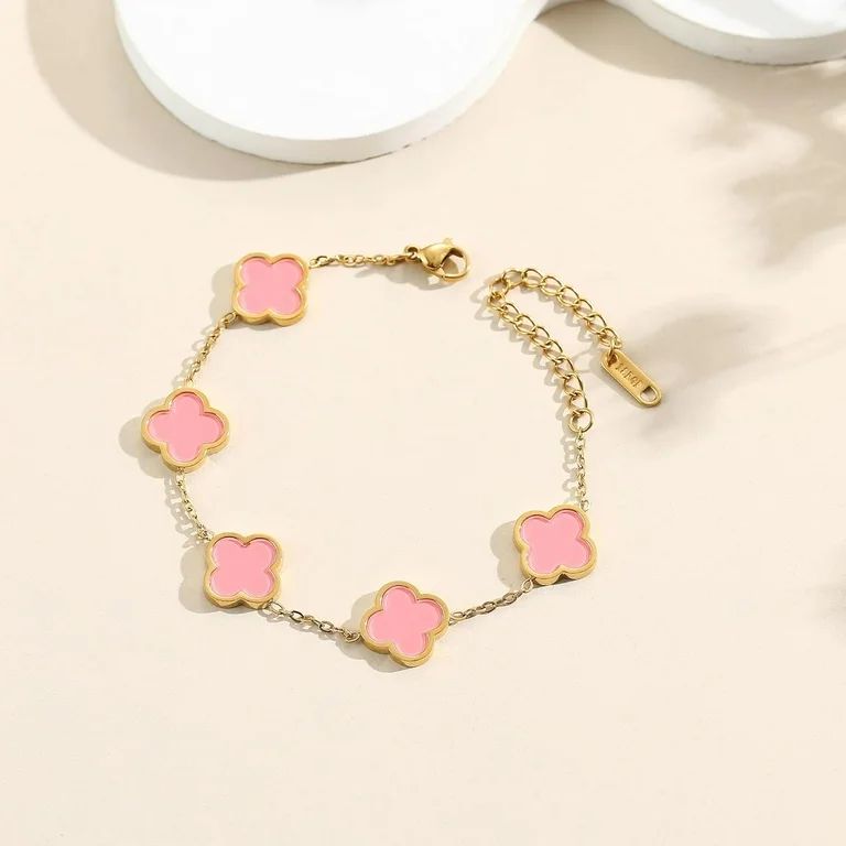 Clover Charm Bracelet (Pink)