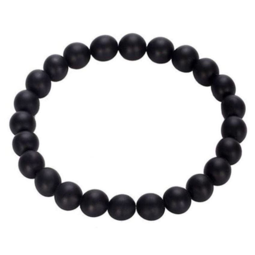 Black Onyx Bracelet Matte Round Size 8mm 10mm 7.5" Length