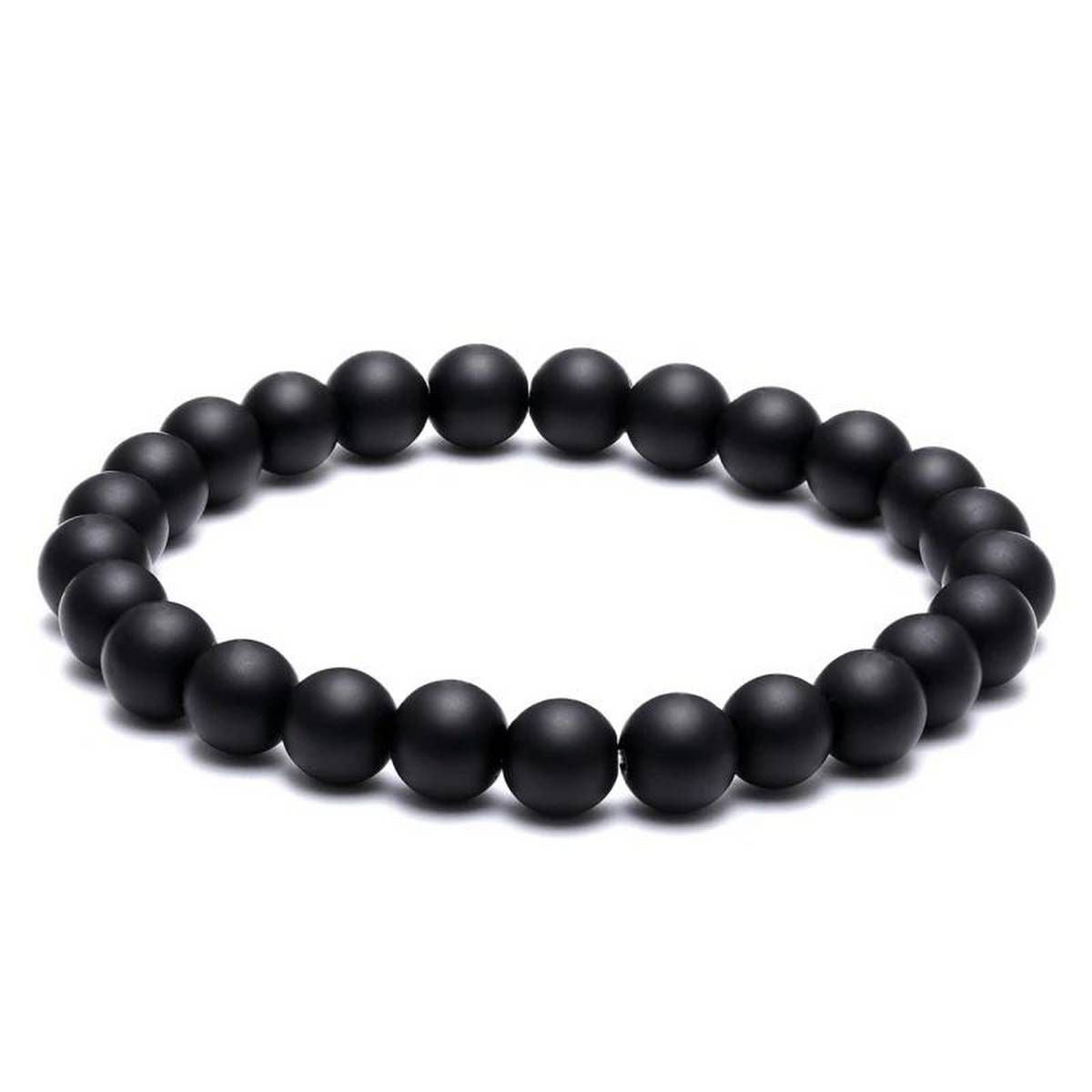 Black Onyx Bracelet Matte Round Size 8mm 10mm 7.5" Length