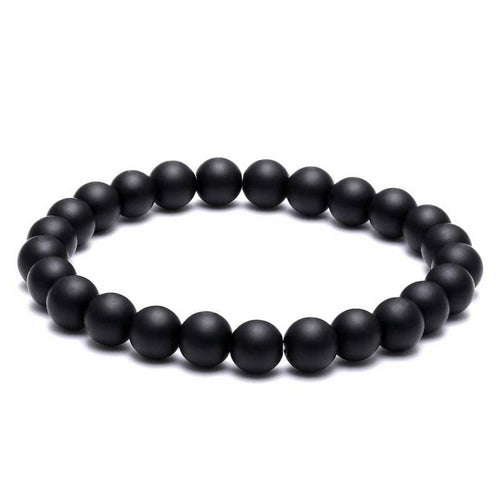 Black Onyx Bracelet Matte Round Size 8mm 10mm 7.5" Length