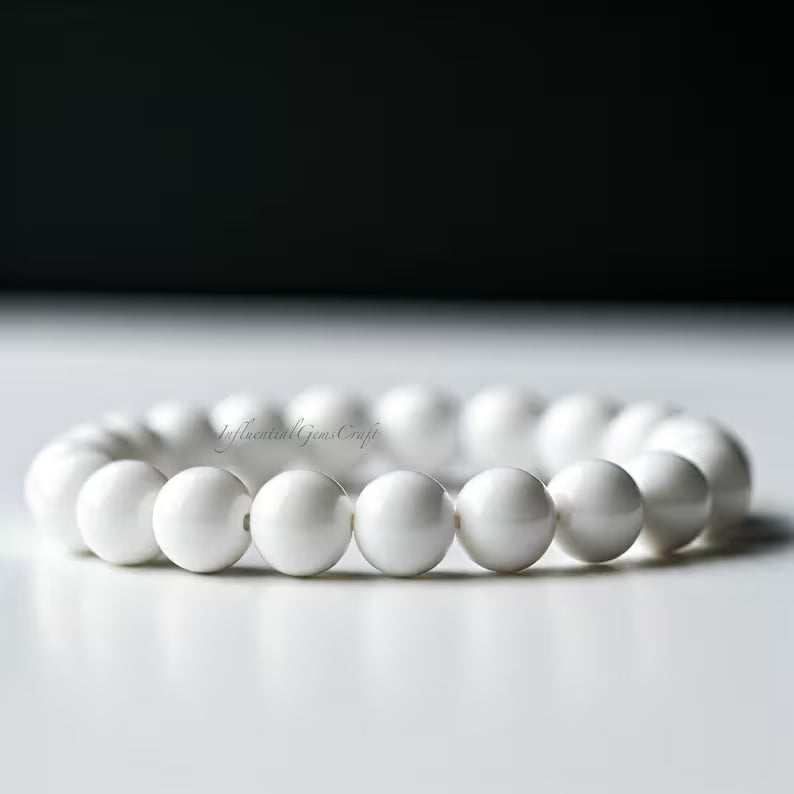 White Onyx Beaded Stretch Bracelet