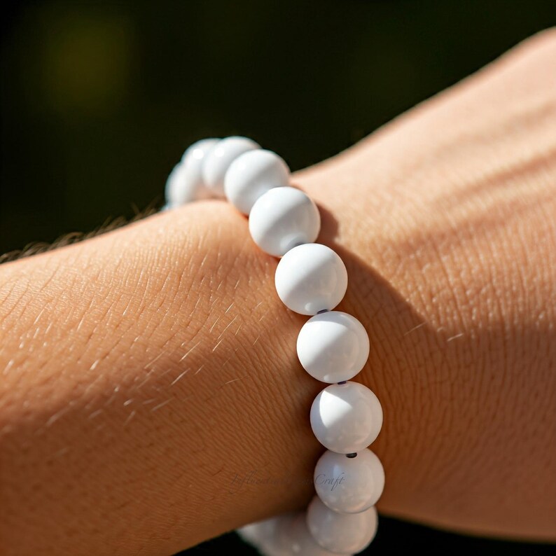 White Onyx Beaded Stretch Bracelet