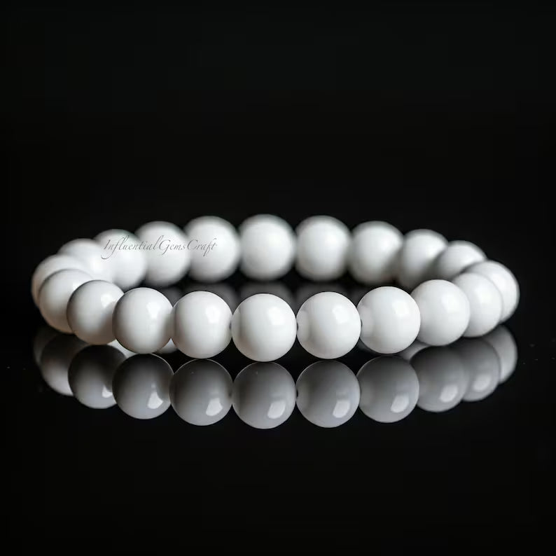 White Onyx Beaded Stretch Bracelet
